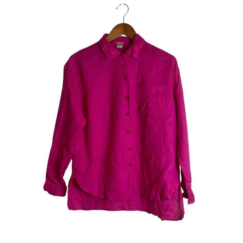 Magaschoni 100% linen pink‎ button down. Size small